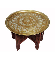 58 cm Ø  Antique ottoman orient Islamic  Hammer Engraved Brass table Tea table side table Tray from Afghanistan  No-HH - 6