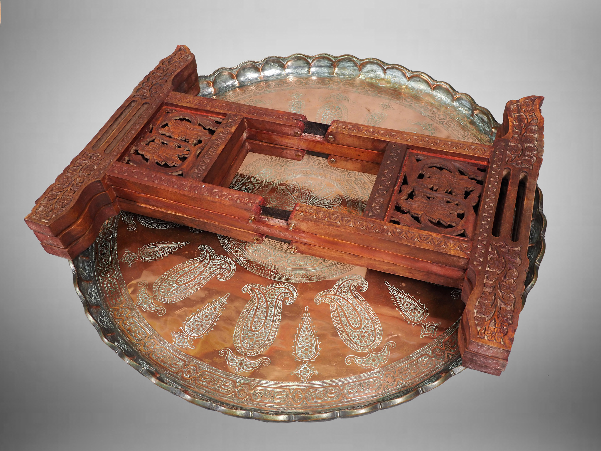 66 cm Ø  osmanisch ägyptisch marokkanisch orient Kupfer tablett Teetisch beisteltisch Afghanistan   Nr:HH - 11