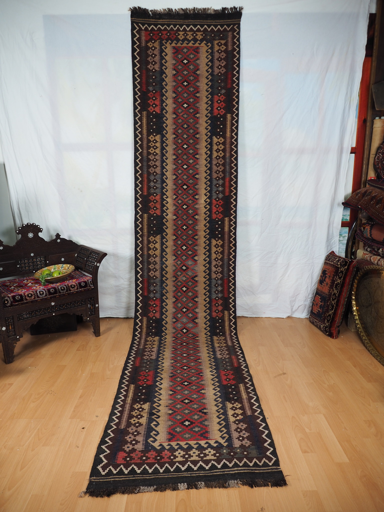 12,7 x2,7 ft huge very rare oriental Afghan nomadic Kilim   runner No:16