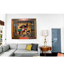 135x110 cm afghan Orientteppich Landkarte super-feine Qualität Seiden Afghan orientteppich Silk Carpet mit Holz Rahmen (XL)