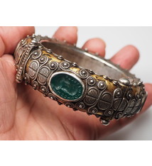 handmade vintage Afghan silver Jade  cuff Bracelet  Afghanistan No-22/WL -A