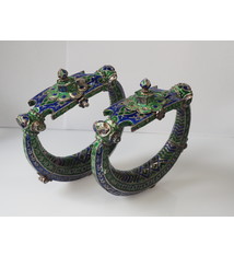a couple Antique handmade vintage Enamelled Anklets   cuff Bracelet Multan and Sindhi Pakistan Jhanjhar No-22/WL 1