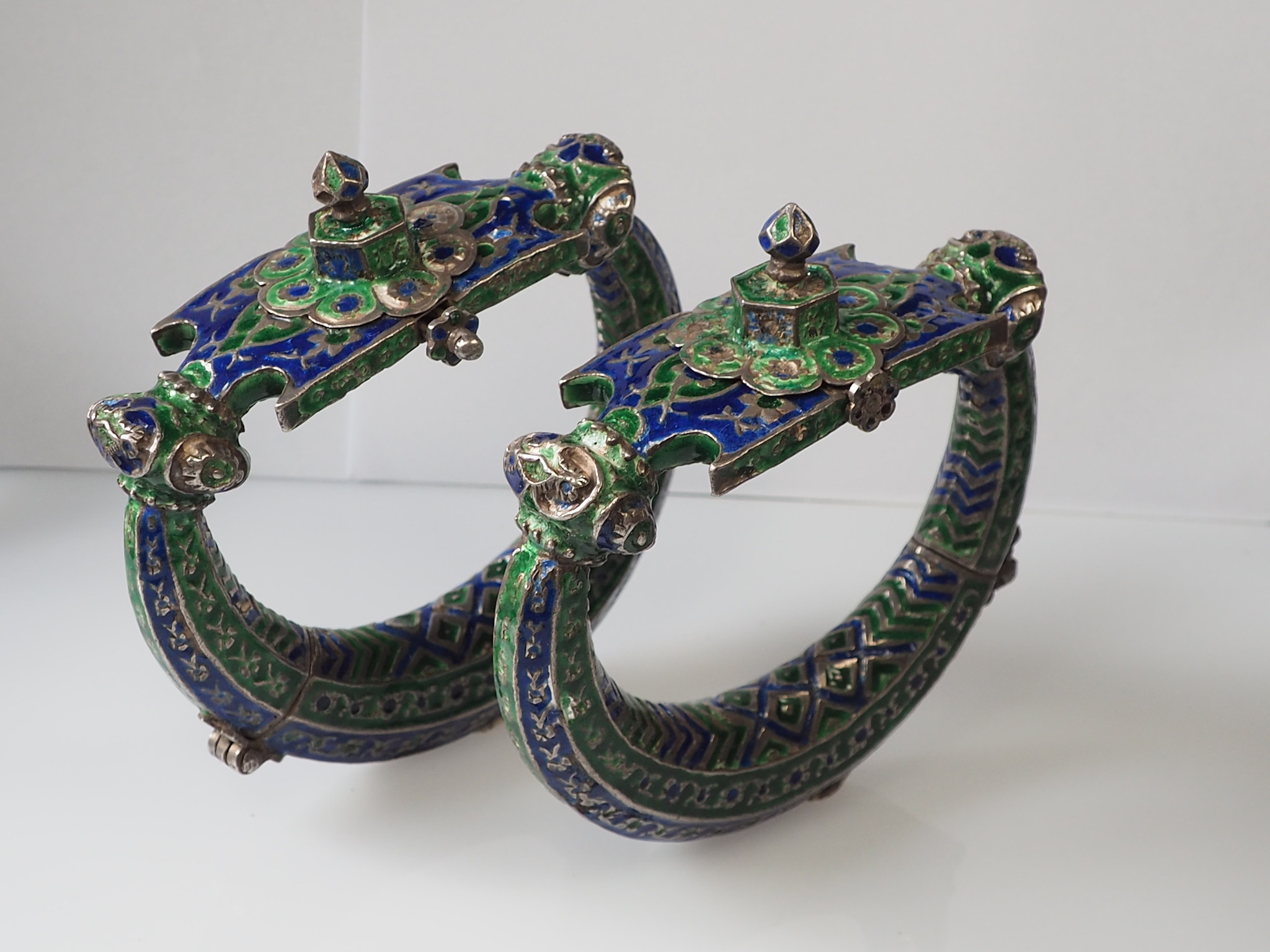 a couple Antique handmade vintage Enamelled Anklets   cuff Bracelet Multan and Sindhi Pakistan Jhanjhar No-22/WL1