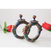 ein Paar Antike handgemachte Vintage emaillierte   Armband Multan und Sindh Pakistan Jhanjhar Armreifen  Nr-22/WL2