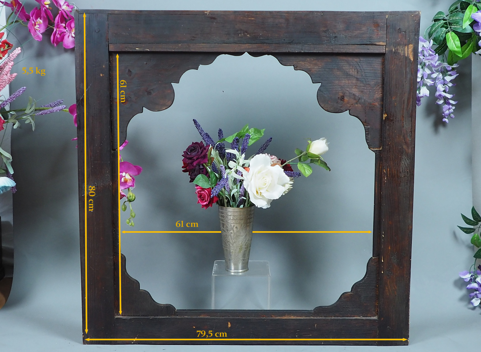 80x79 cm Hand Carved orient vintage wooden Frame picture frame mirror frame  from Afghanistan Nuristan No-22/B