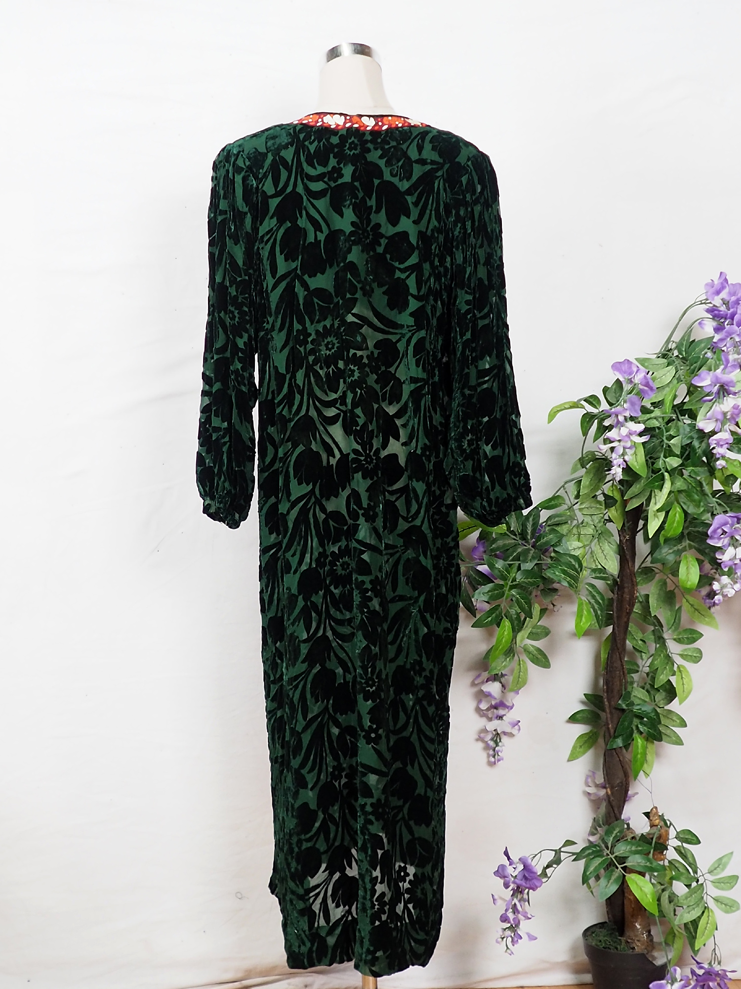 vintage tajikistan dress velvet Green