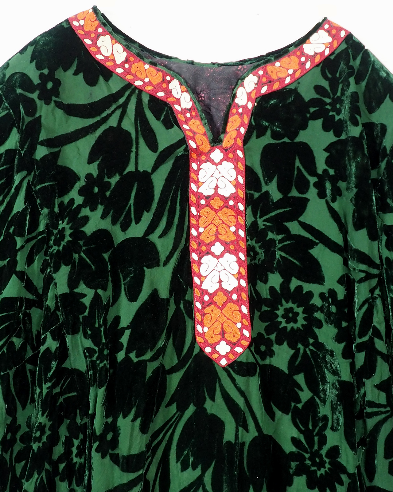 vintage tajikistan dress velvet Green