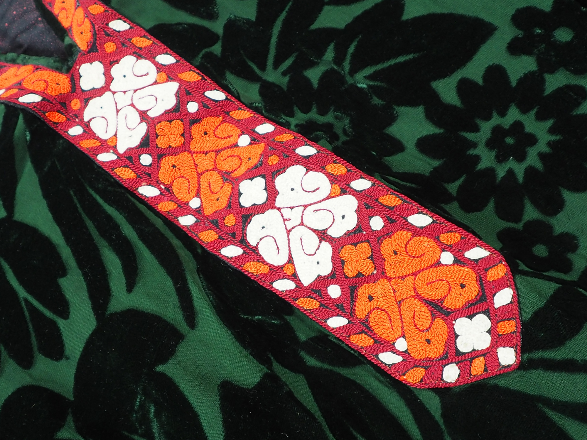 vintage tajikistan dress velvet Green