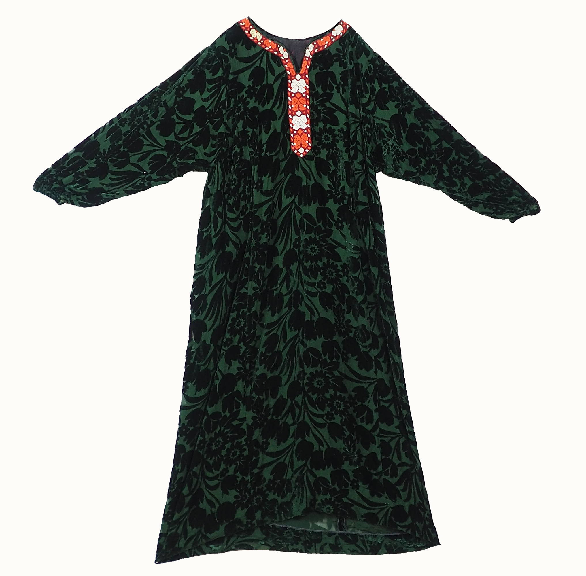 vintage tajikistan dress velvet Green