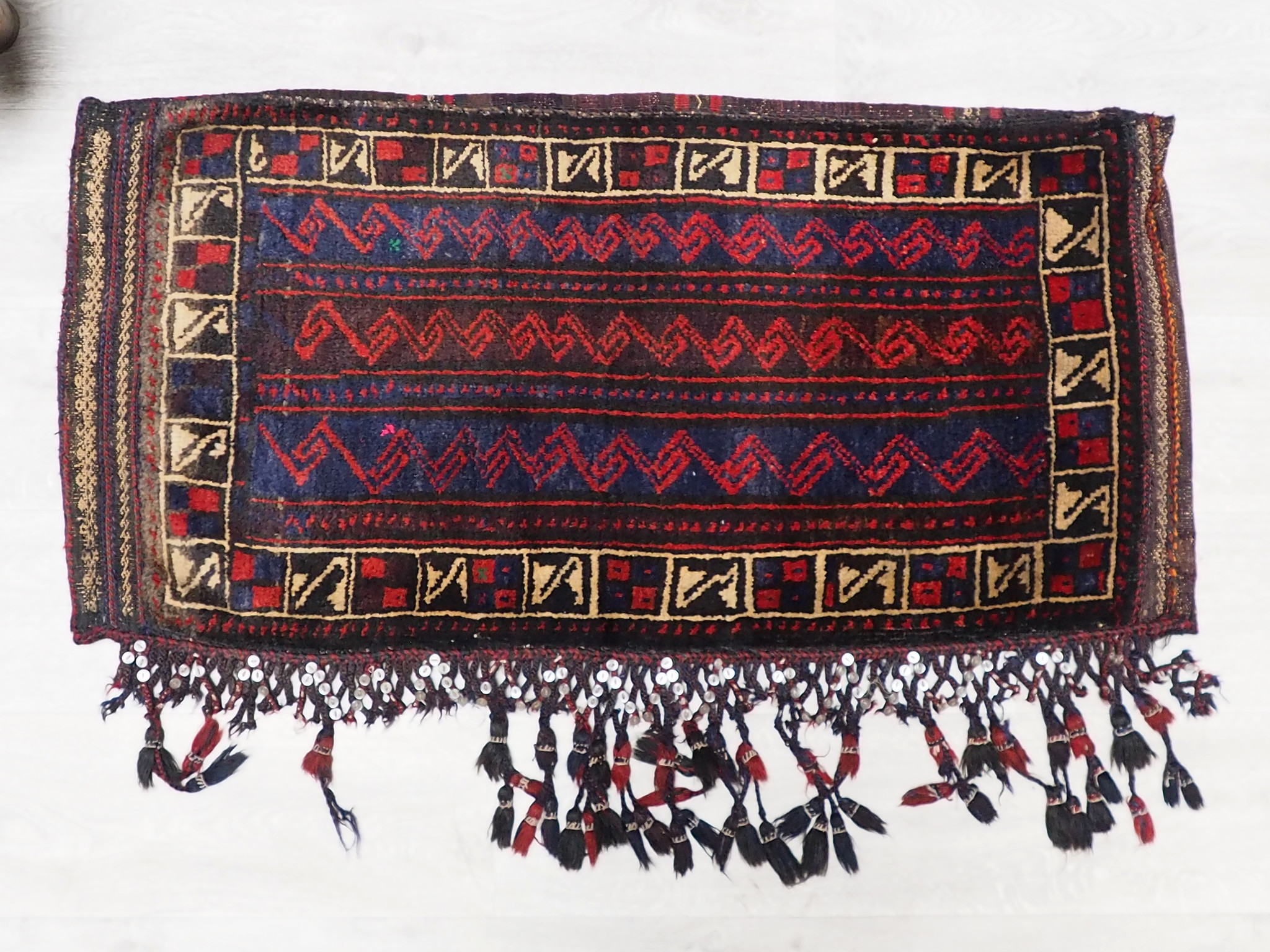112x54 cm antik orient Afghan belochi Teppich nomaden sitzkissen bodenkissen  Bohemian cushion 1001-nacht Inkl. Füllung  Nr.22/1