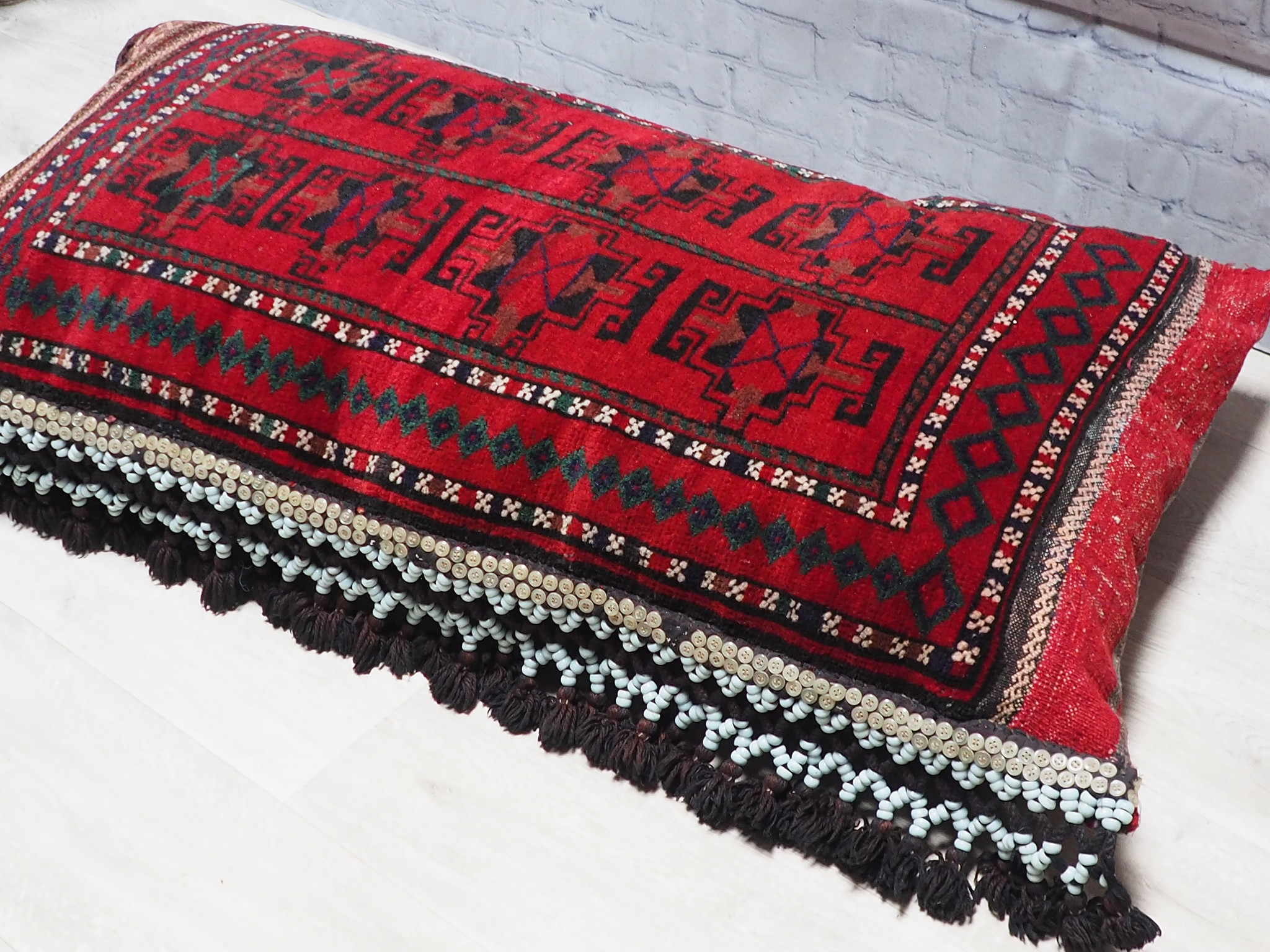 120x65 cm antik orient Afghan belochi Teppich nomaden sitzkissen bodenkissen  Bohemian cushion 1001-nacht Inkl. Füllung  Nr.22/2