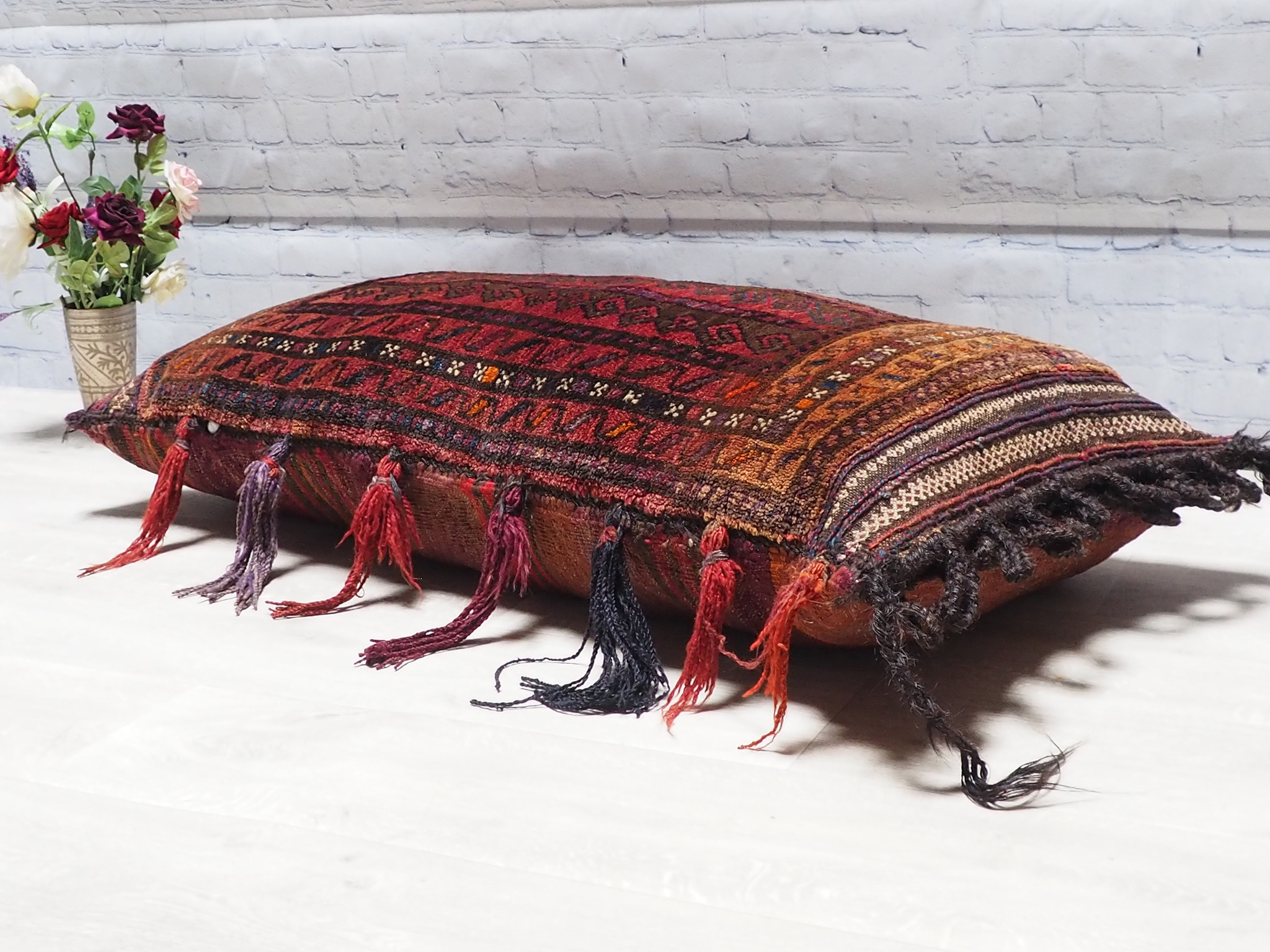 113x58 cm  (44,4" x 22,8" inch) antique orient Afghan Beloch nomad rug seat floor cushion Bohemian pillow 1001 night  No:22/ 8