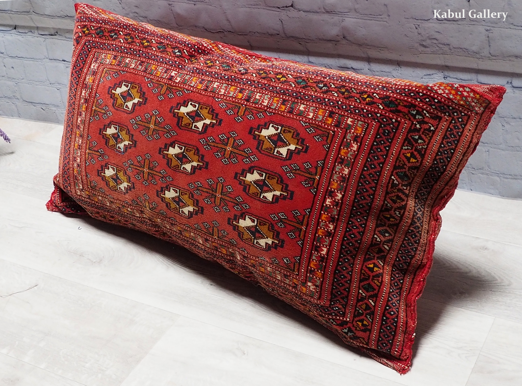 97x45 cm (38,1"x17,7" inch) Vintage very rare Turkmen Jumod carpet  cushion orient  nomad rug seat Bohemian Afghanistan pillow  No:22/13