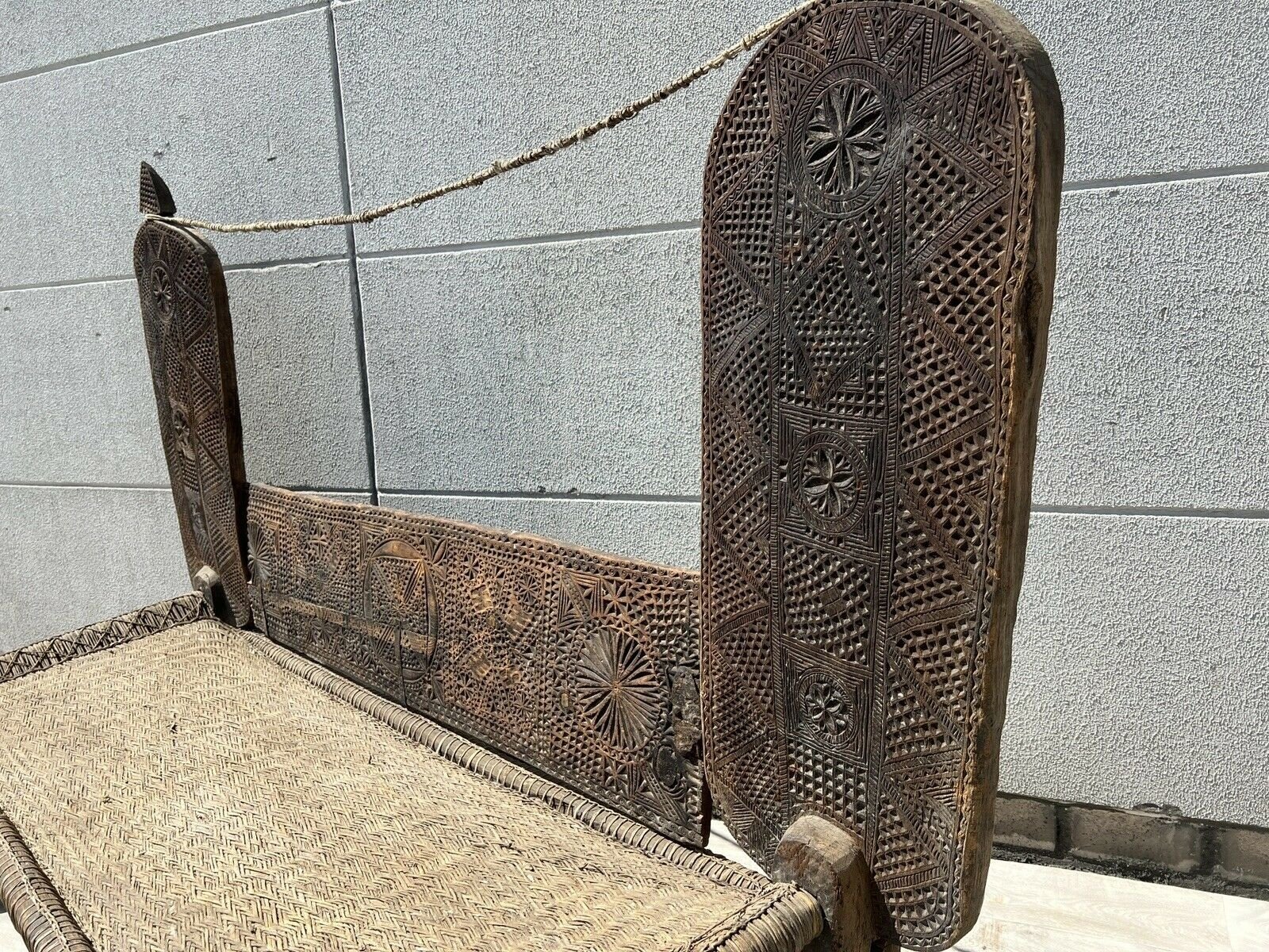 antique 19th century orient vintage cedar wood Chair bed from Nuristan Afghanistan / Swat Valley-Pakistan