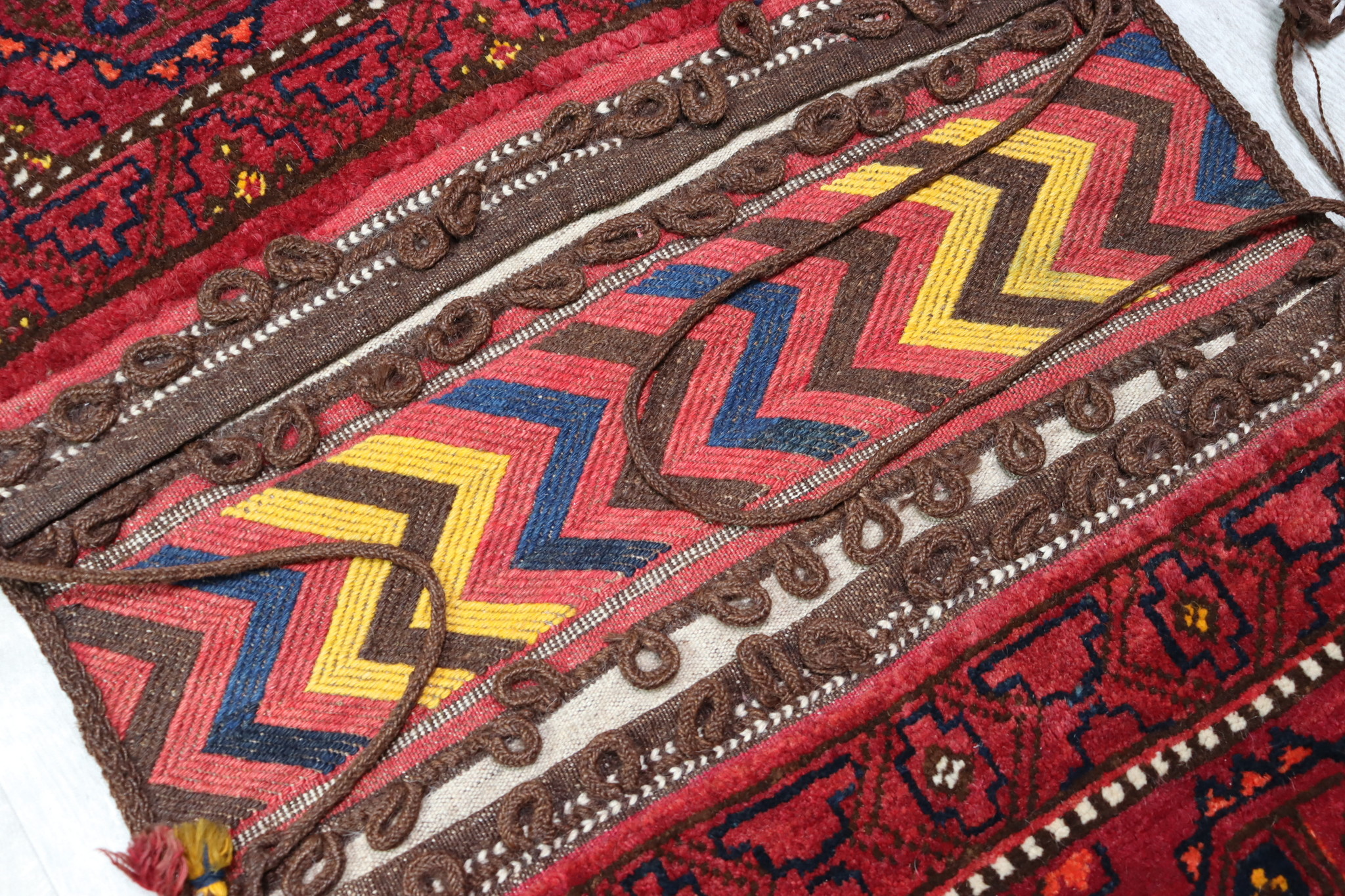 antique very rare  Turkmen nomadic  cushion orient seat Bohemian Turkmenistan pillow Doublebag saddle bag khorjin  No:22/18