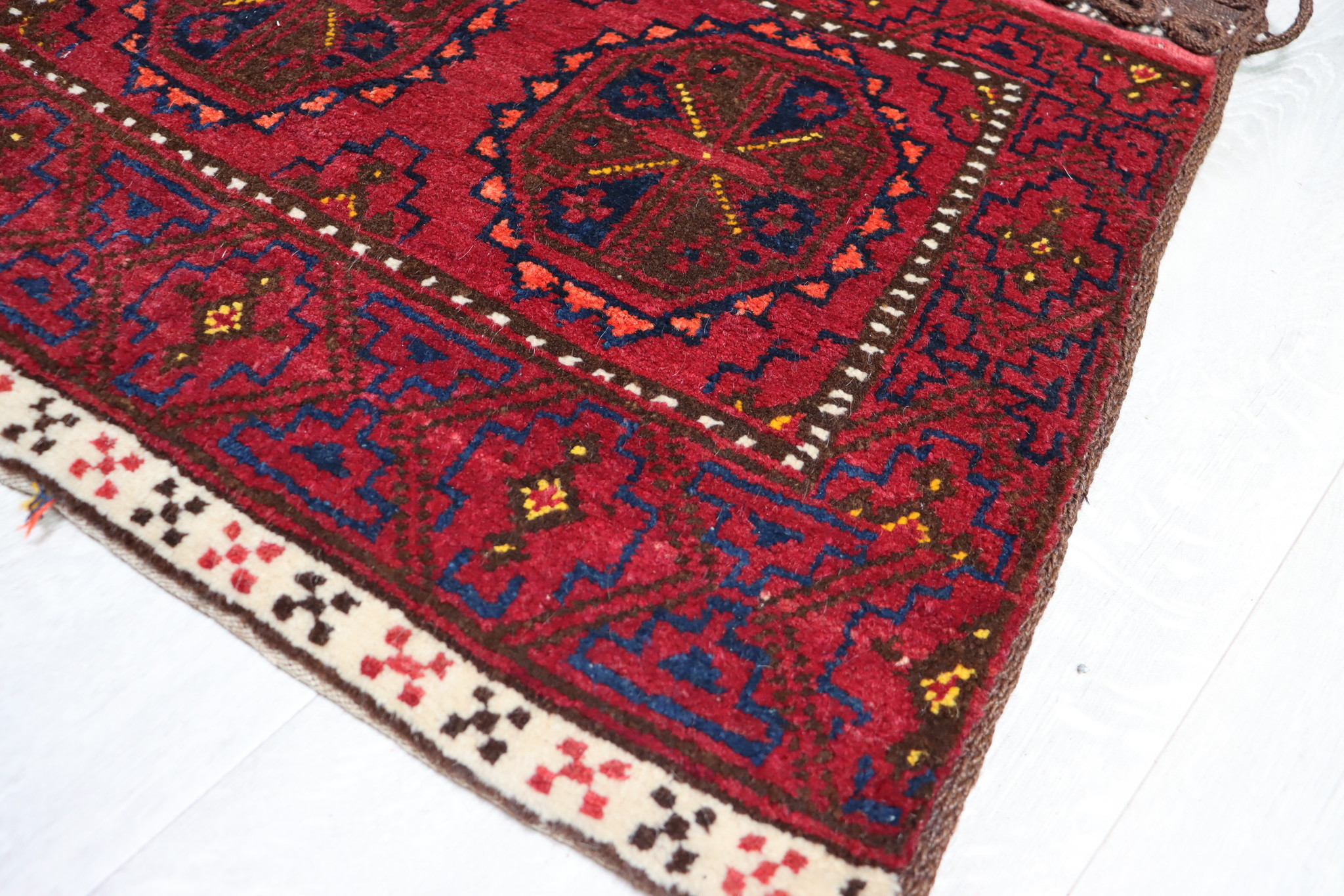 antique very rare  Turkmen nomadic  cushion orient seat Bohemian Turkmenistan pillow Doublebag saddle bag khorjin  No:22/18