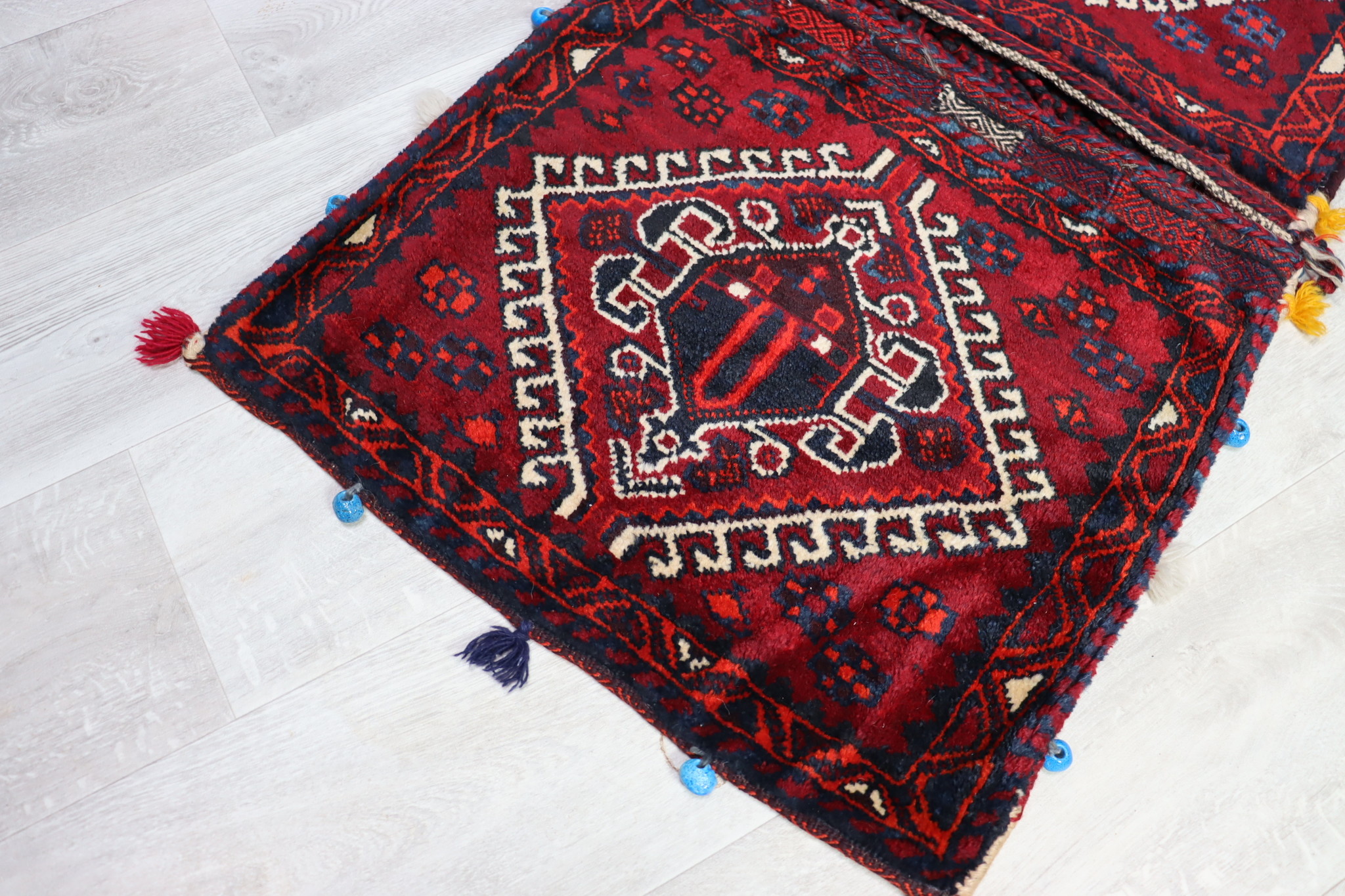 110x58 cm Antik orient Belotsch Teppich nomaden sitzkissen cushion Doppeltasche Satteltasche (Khorjin) Torba Belochistan Afghanistan Nr: 20