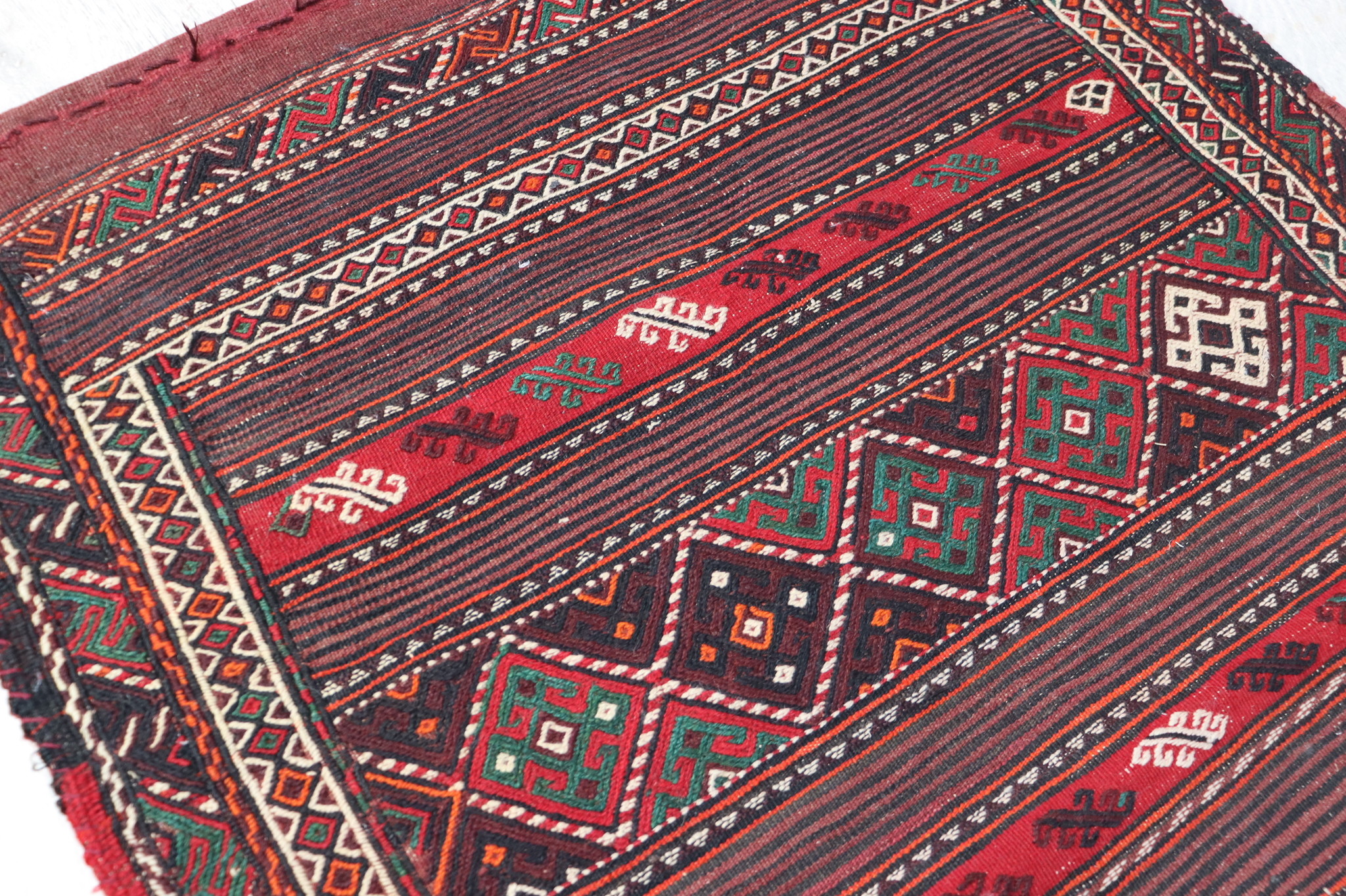 117x73 cm Antik und seltener Sirjan Kelim Sumakh  Kissen  Nr:24