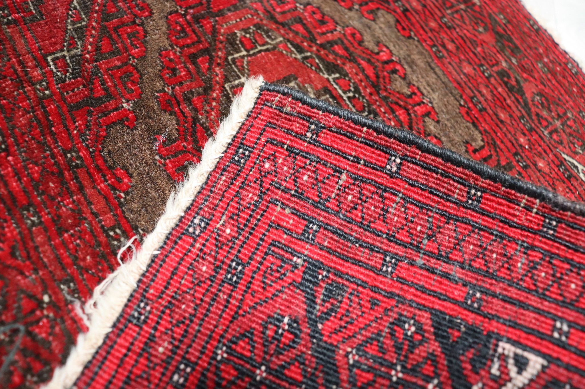 67x43 cm antique ersari hand-knotted  turkmen doormat bukhara oriental carpet. 22/1