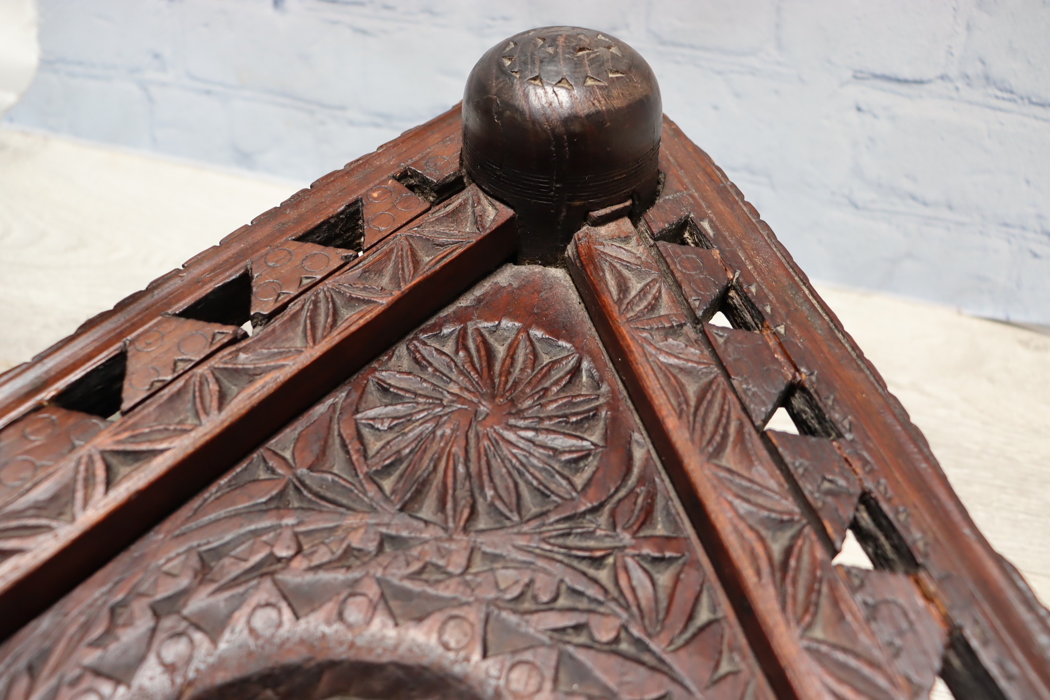 Antique  wooden Unique table  from Afghanistan Nuristan with a beautiful rich patina