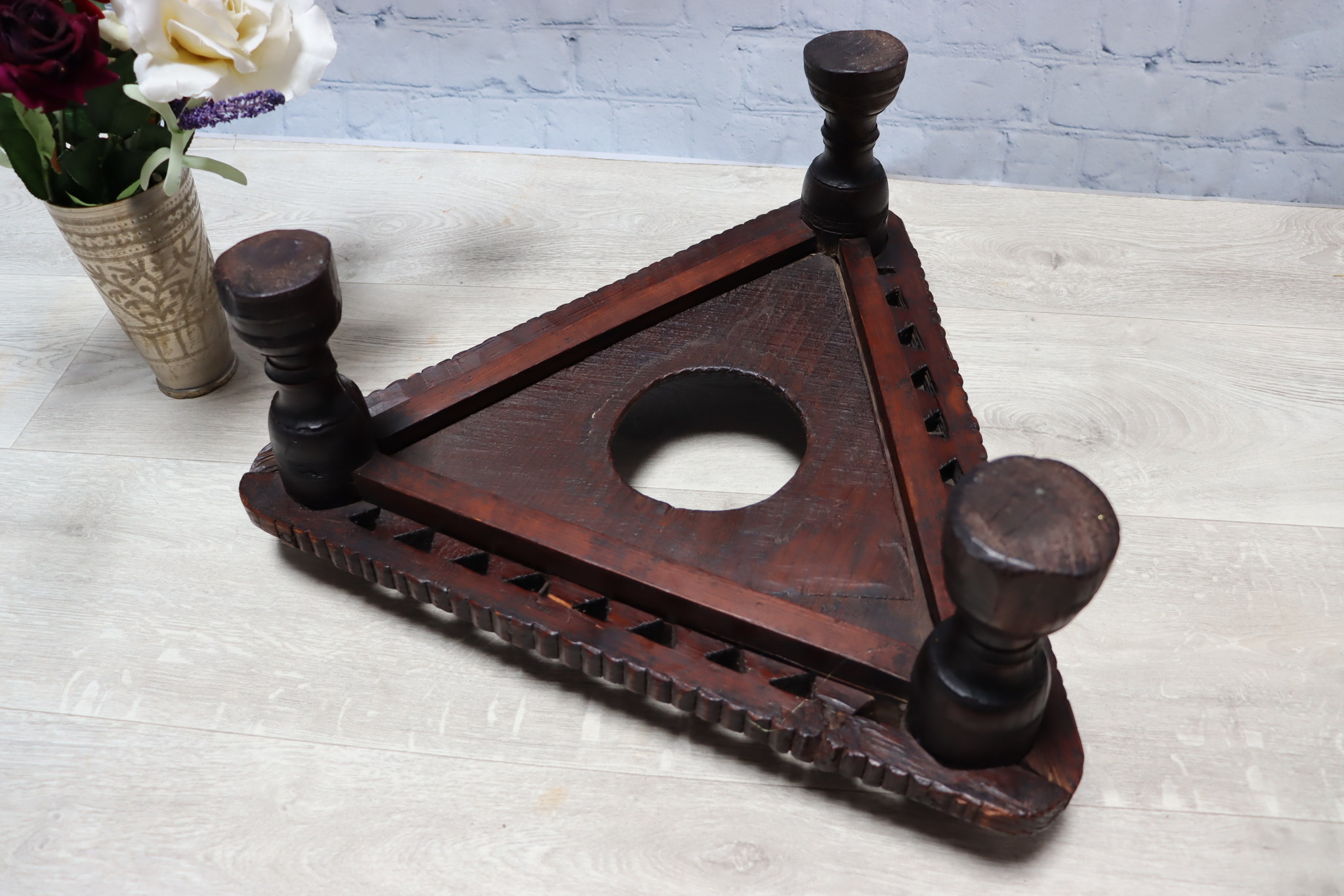 Antique  wooden Unique table  from Afghanistan Nuristan with a beautiful rich patina