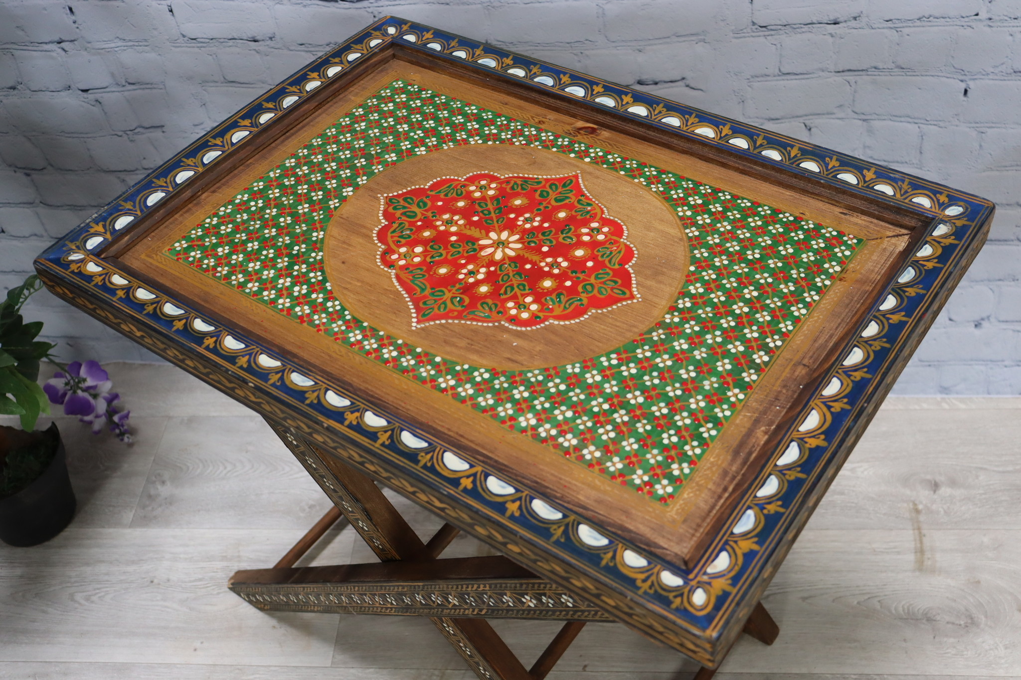 wood coffee table tea table orient Bohemian Trolley Folding table Tray table laptop table No-3