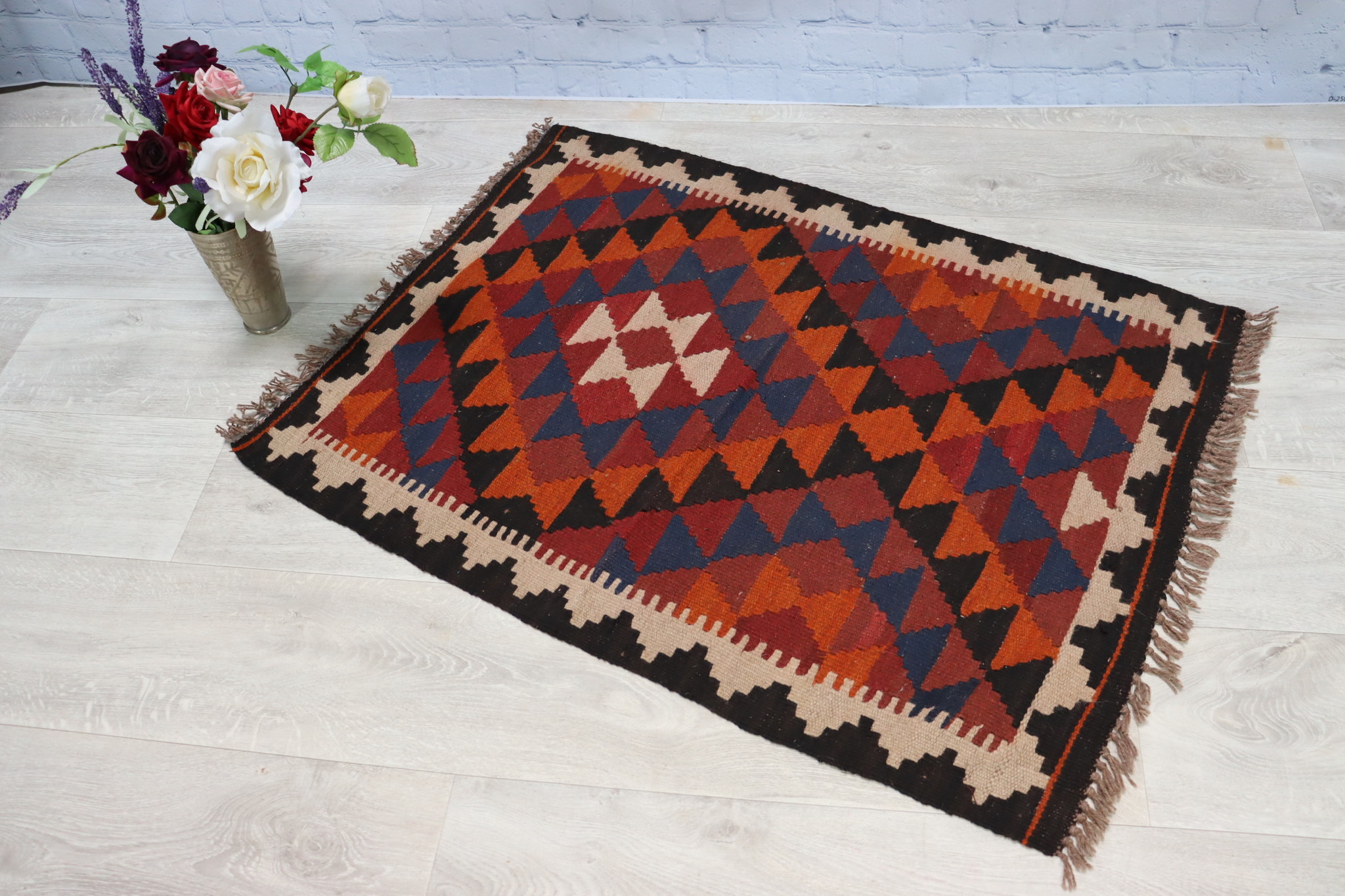 95x73  cm  oriental Handmade nomadic  kilim from north Afghanistan   - 6