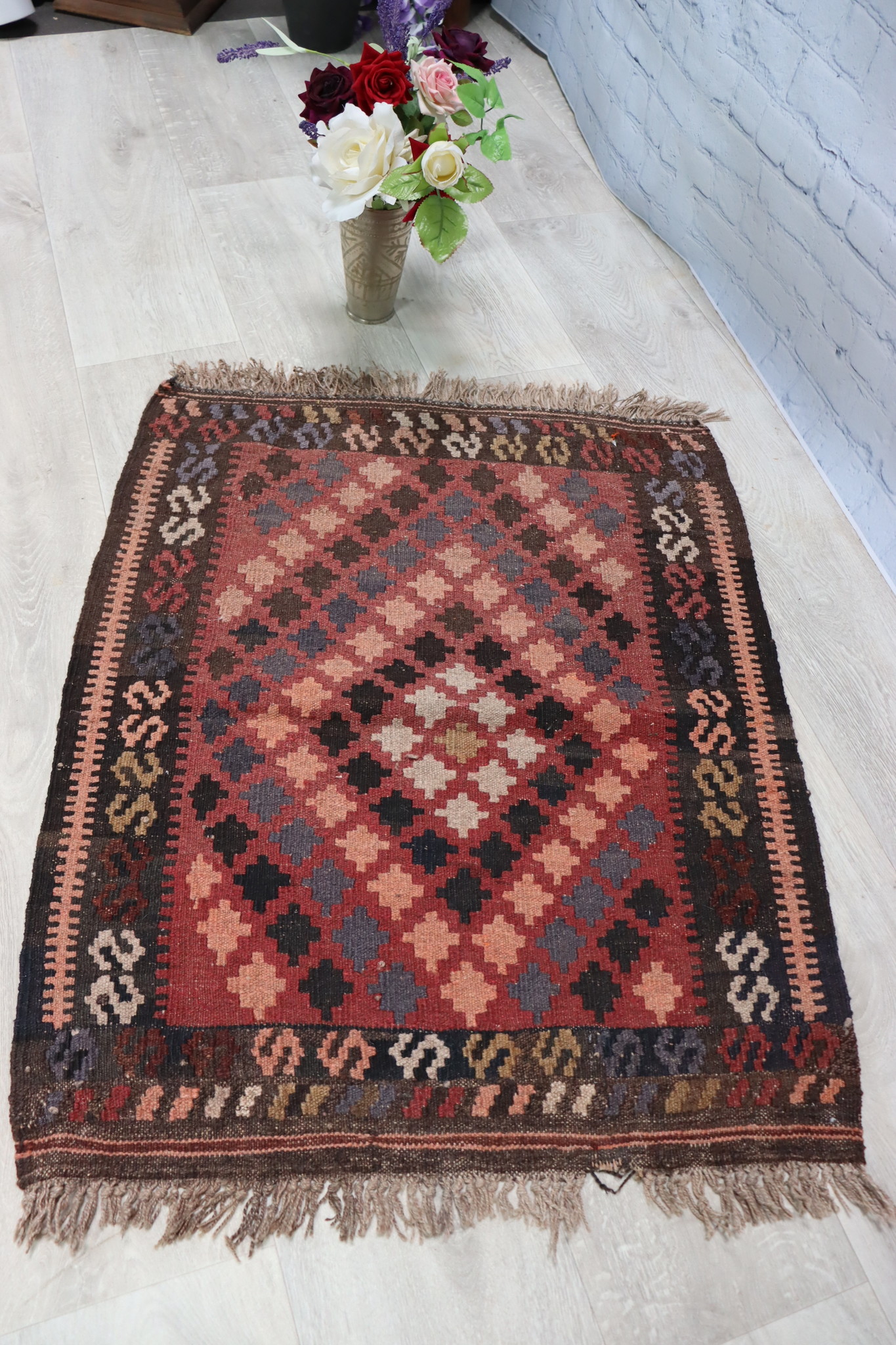 85x68  cm  oriental Handmade nomadic  kilim from north Afghanistan   - 8