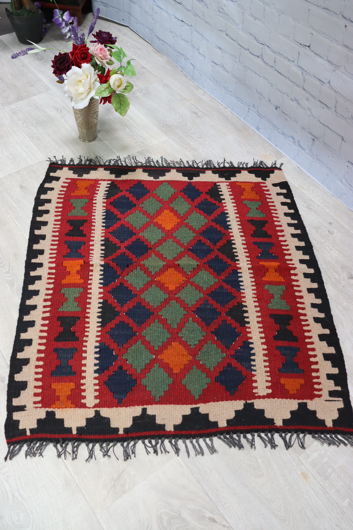 85x80  cm  oriental Handmade nomadic  kilim from north Afghanistan   - 9