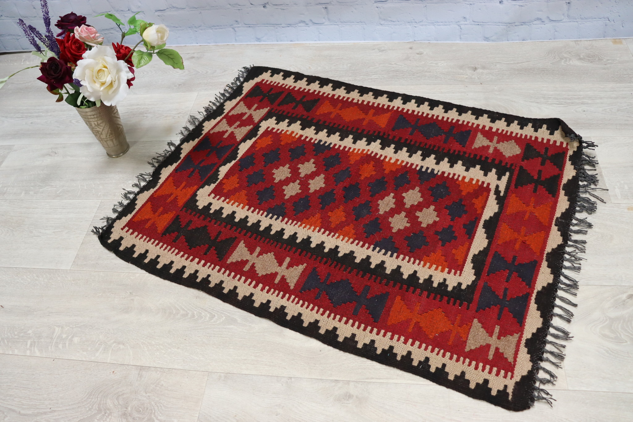 92x70  cm  oriental Handmade nomadic  kilim from north Afghanistan   - 10