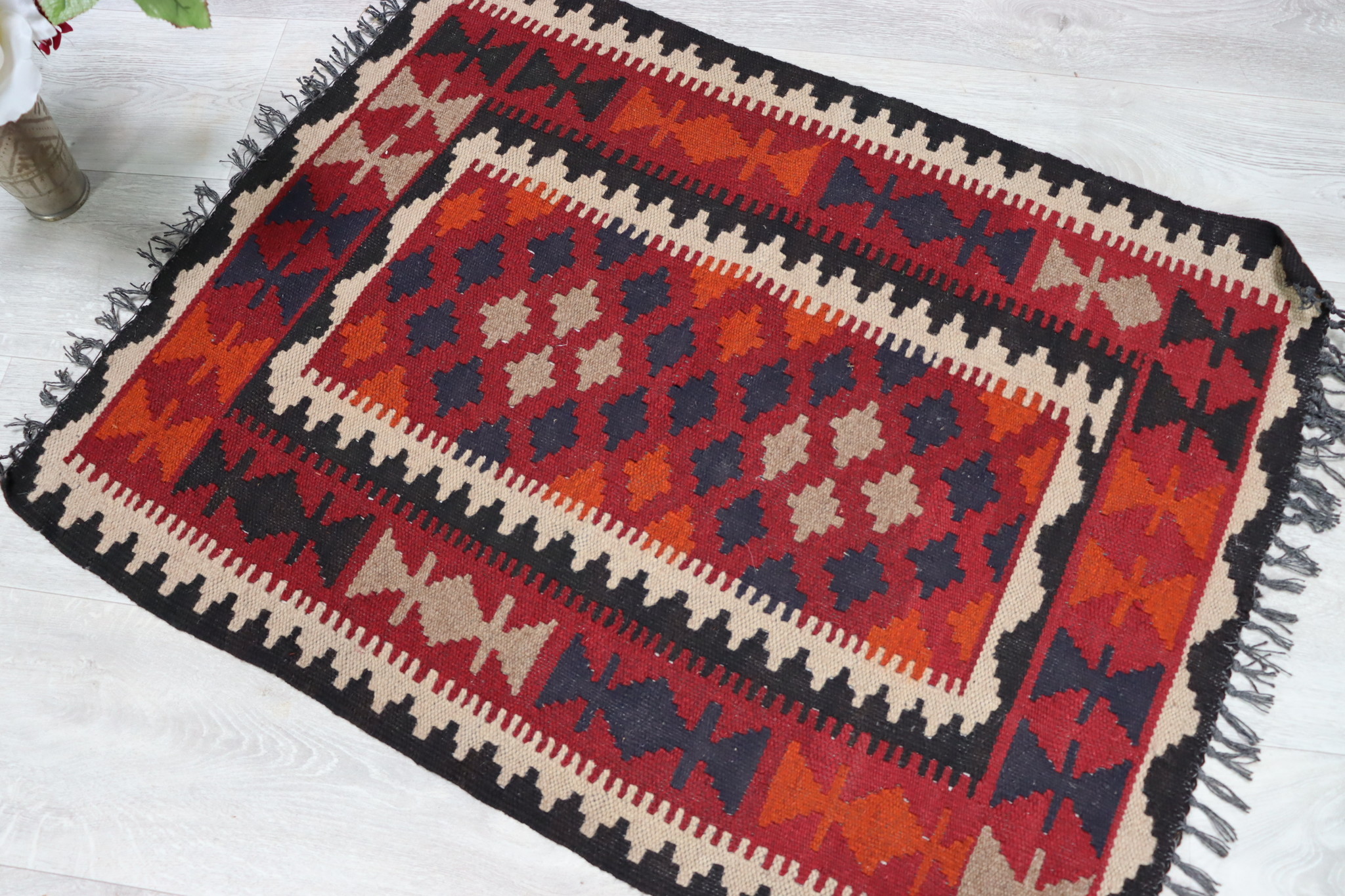 92x70  cm  oriental Handmade nomadic  kilim from north Afghanistan   - 10