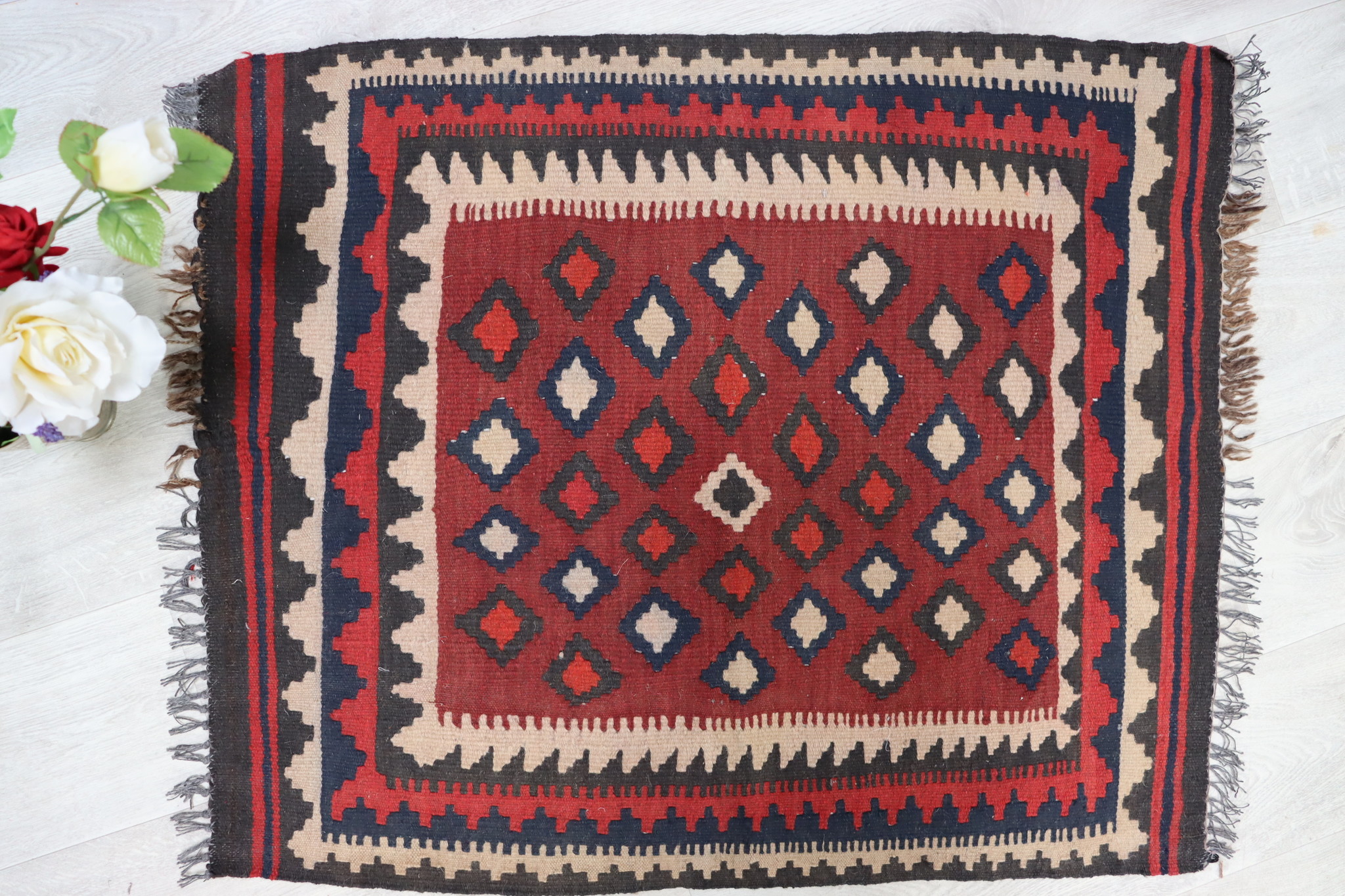 96x60  cm  oriental Handmade nomadic  kilim from north Afghanistan   - 14