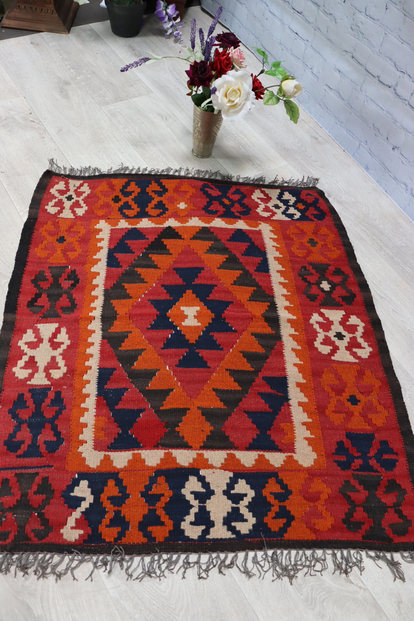 100x90  cm  oriental Handmade nomadic  kilim from north Afghanistan   - 16