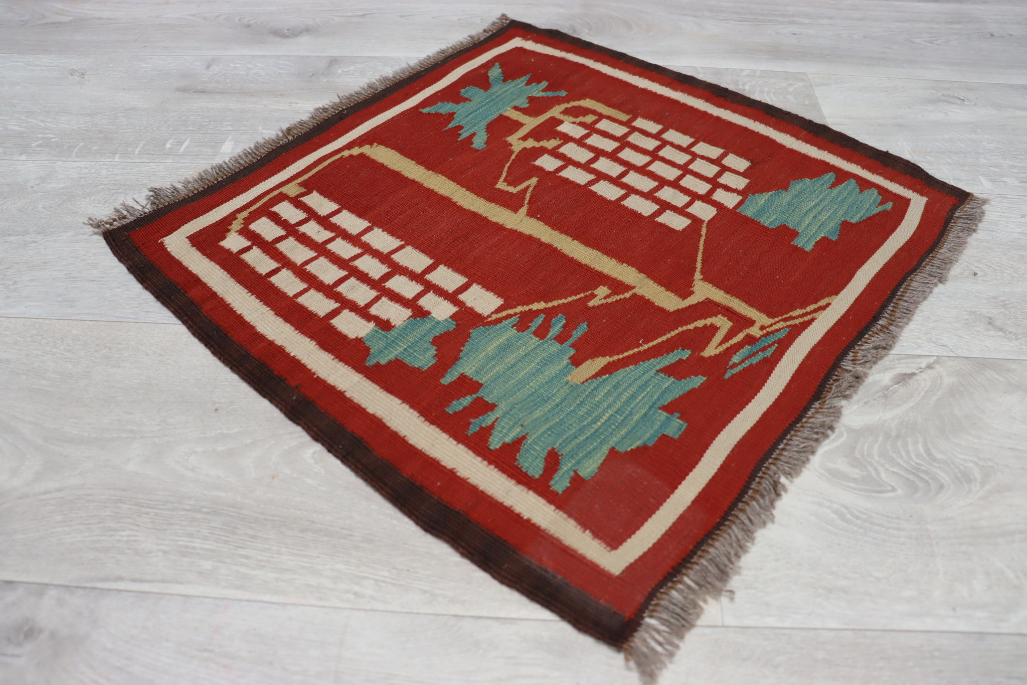 54x50 cm  handgewebte orient kazak Teppich Nomaden kaukasische kelim  No:20