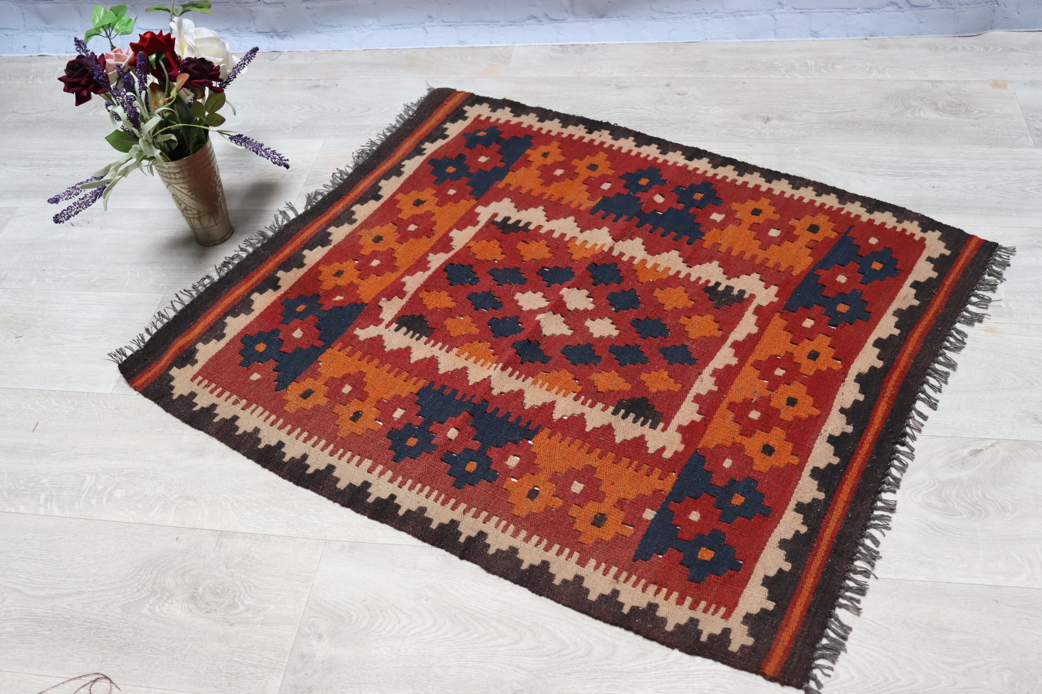 97x83 cm  oriental Handmade nomadic  kilim from north Afghanistan   - 33