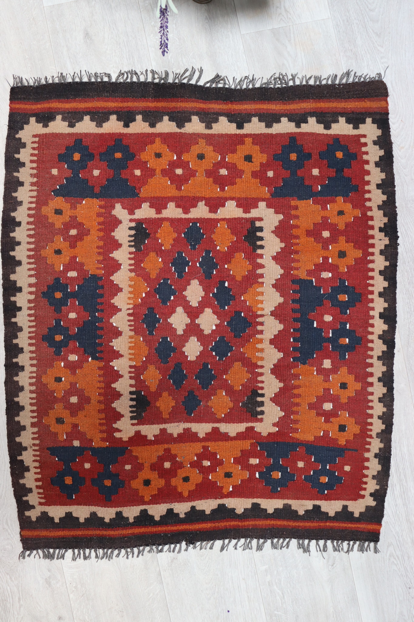97x83 cm  oriental Handmade nomadic  kilim from north Afghanistan   - 33