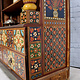 antique-look Hand Carved orient vintage wooden bookshelf shelf from Afghanistan With relief Mogul miniature painting MGL