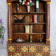 antique-look Hand Carved orient vintage wooden bookshelf shelf from Afghanistan With relief Mogul miniature painting MGL