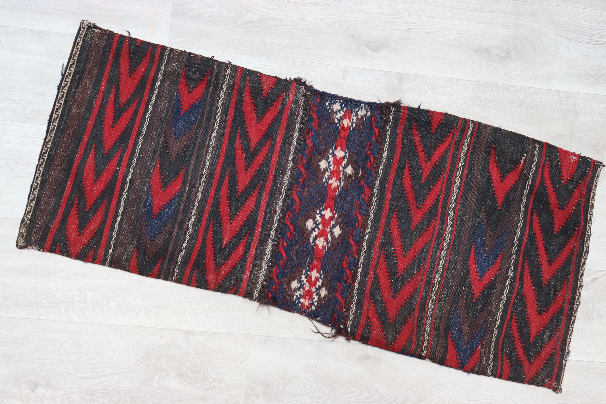 antique beloch Malaki  kilim nomadic Doublebag saddle bag khorjin Afghanistan No:37