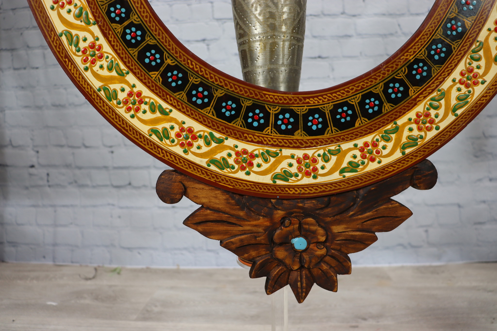 1950s Mughal Style Folk Art Lacquer Hand Painted Decorative