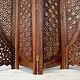 exclusive orient vintage wooden partition double-sided Teak Wood Brass Inlay 4 Panel Room Divider Folding Screen