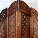 exklusiv orientalische Massiv Holz faltbare doppelseitige Paravent Raumteiler Stellwand Trenwand mit Messing intarsien