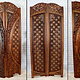 exclusive orient vintage wooden partition double-sided Teak Wood Brass Inlay 4 Panel Room Divider Folding Screen