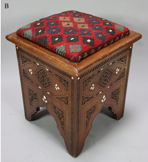 Antik orient Hocker Damaskus Syrien maurische Kunst bezug aus  Afghan kelim