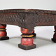 Antique  wooden Unique table  from Afghanistan Nuristan with a beautiful rich patina  24x24 cm - red