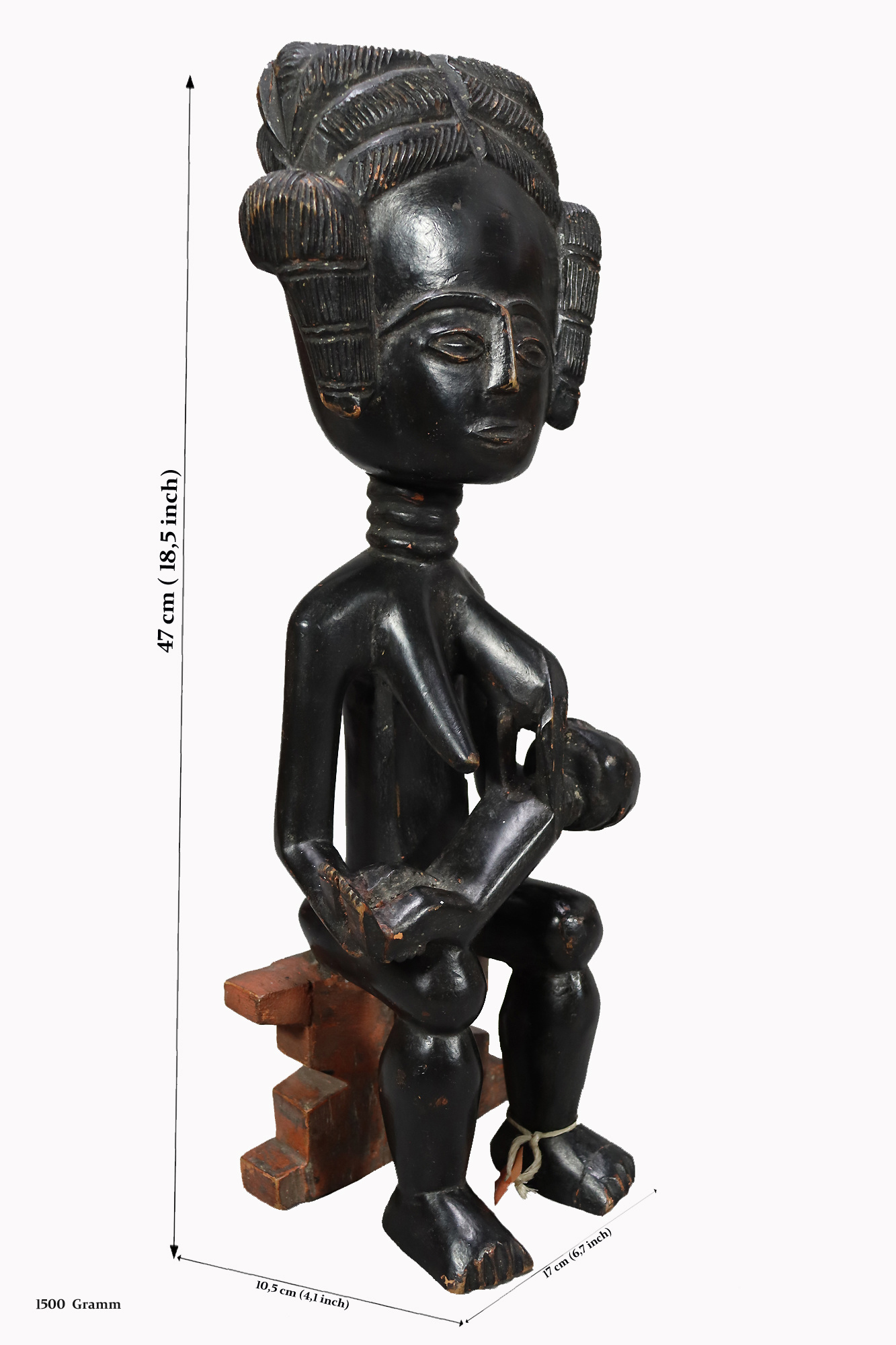 Vintage African Folk Art Statue Mother Fertility Carved Wood Sculpture Chokwe Figure Carving, Figure, Statue, Sculpture K1