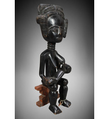 Vintage afrikanische Volkskunst Statue Mutter Fruchtbarkeit geschnitzte Holzskulptur K1