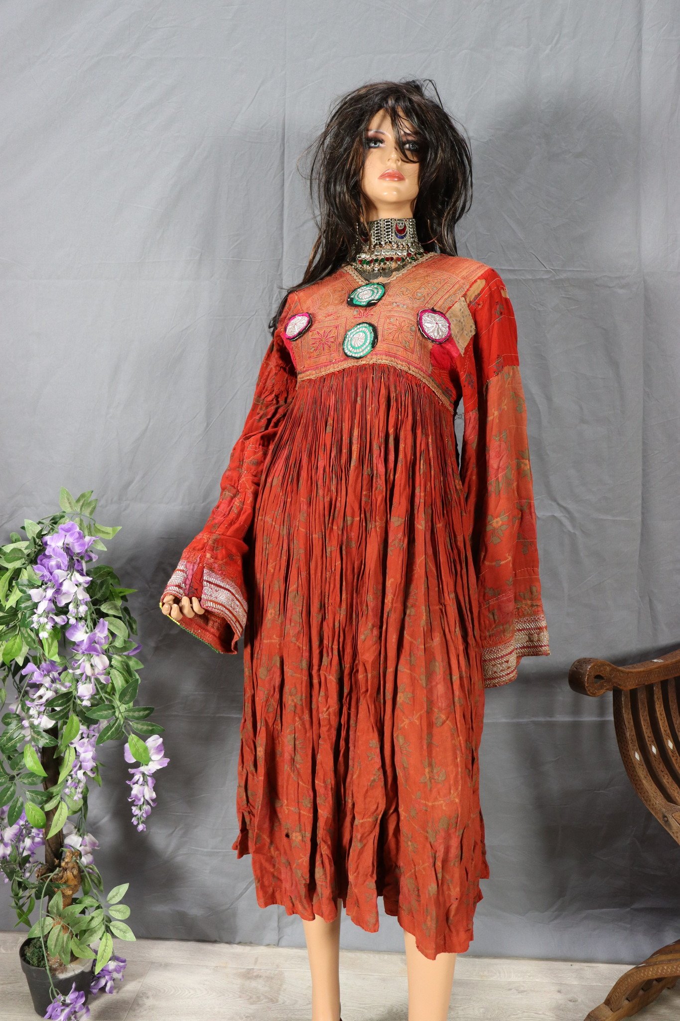 antique hand embroidered nomadic Kuchi Ethnic dress from Afghanistan No-35