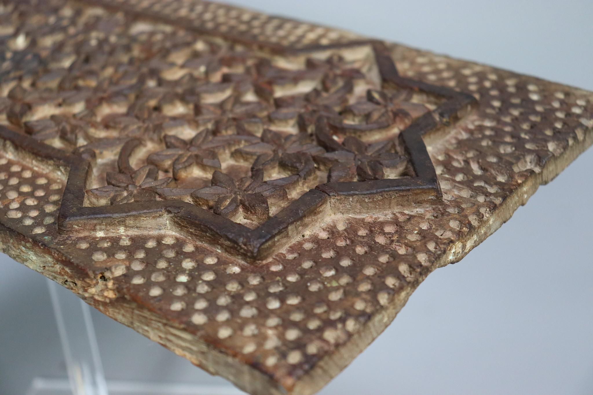 48 cm x 20 cm antik orient handgeschnitzte islamische Massiv Holz  Afghanistan Nuristan Panel Pakistan Swat-Valley 18/19 Jh. Nr:22/11