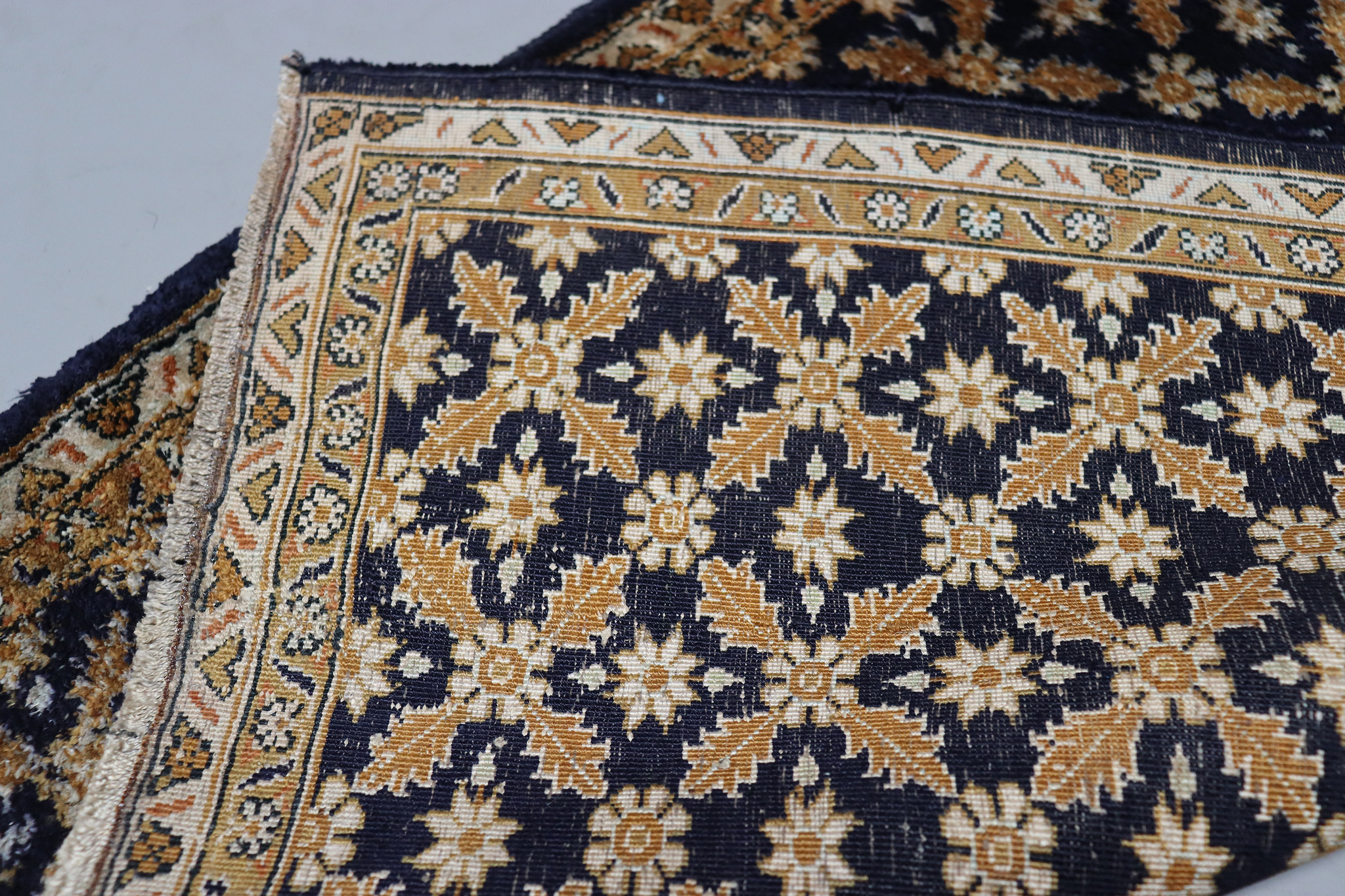 75x63 cm super-feine Qualität 100 % Seide handgeknüpfte orientteppich Silk Carpet Blau